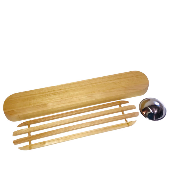 3 piece Wooden Baguette Bread Board with Stainless dipping bowl NEW - Picture 3 of 3